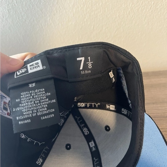 New Era Chicago Cubs 59FIFTY Fitted Hat Black Baby Blue UV 1990 ASG Patch 7 1/8 - Picture 7 of 7